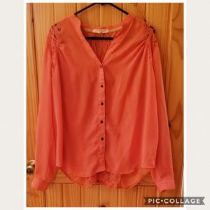 Peach lace long sleeve shirt